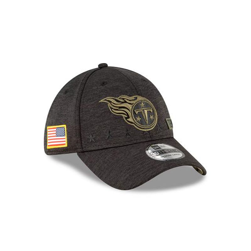 NFL Tennessee Titans Salute To Service 39Thirty Stretch Fit (TQX0270) - Black New Era Caps